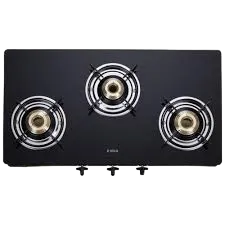 DOD Elica Vetro Glass Top 3 Burner Gas Stove (703 CT VETRO BLK)