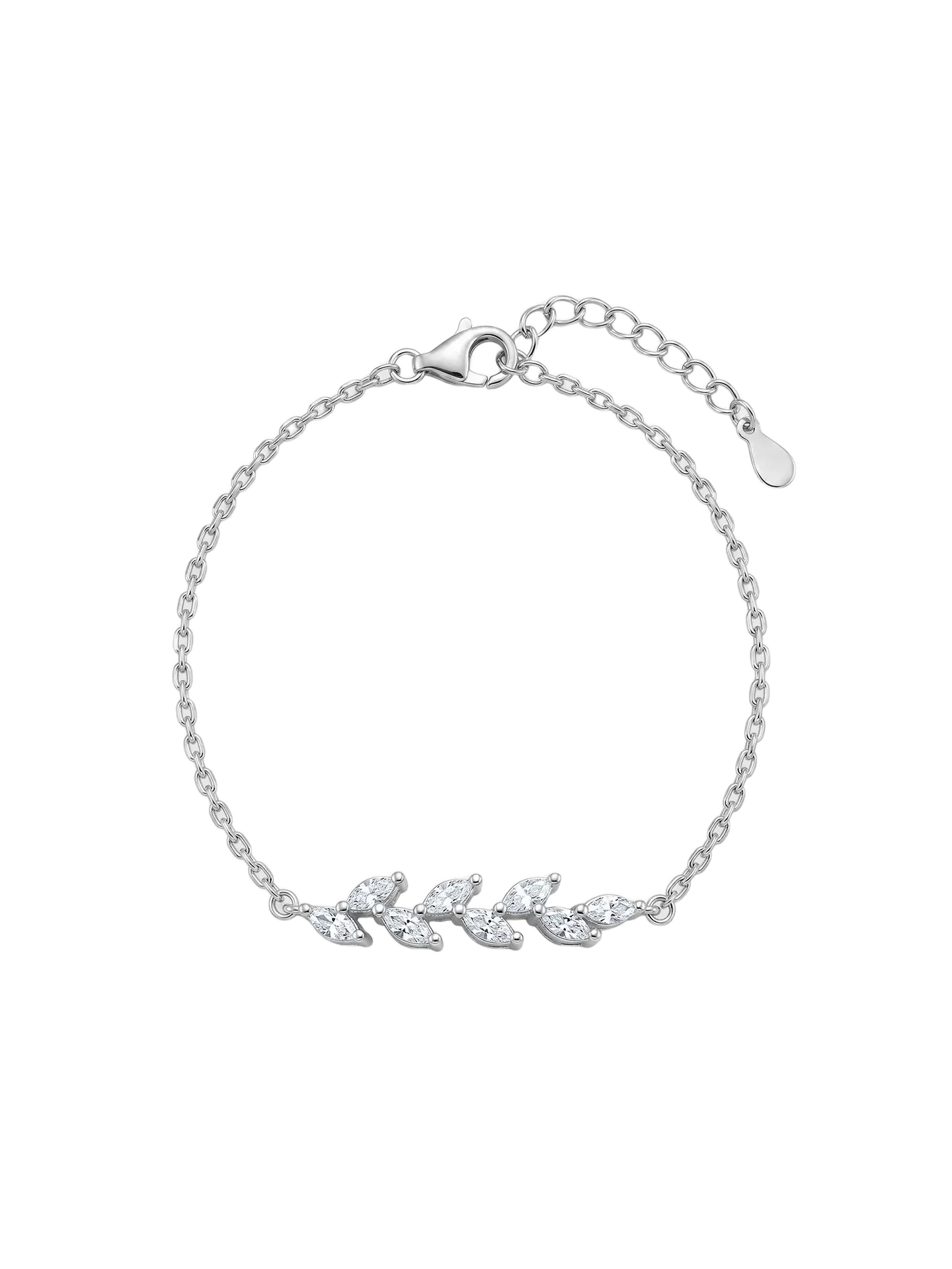 Silver Zircon Ferns Bracelet