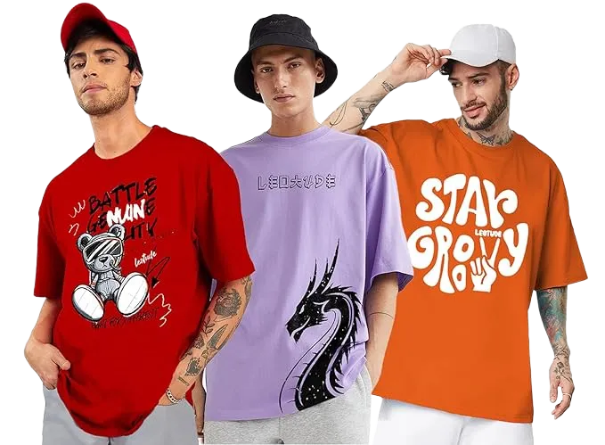Oversized Printed T-Shirt (Pack Of 3)