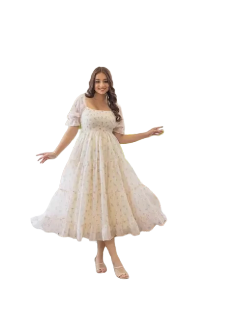 Dream Tree Fit & Flare Midi Dress
