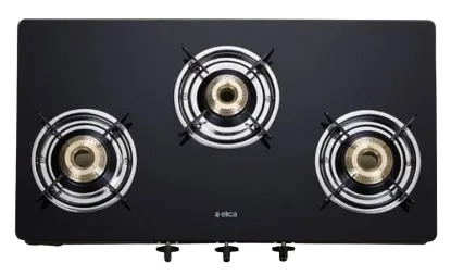 Elica Vetro Glass Top 3 Burner Gas Stove