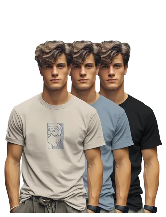 BULLMER Trendy Printed Cotton Tshirt (Pack of 3)