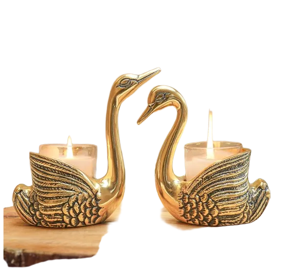 BEHOMA Metal Pair of Swans with Gift Box