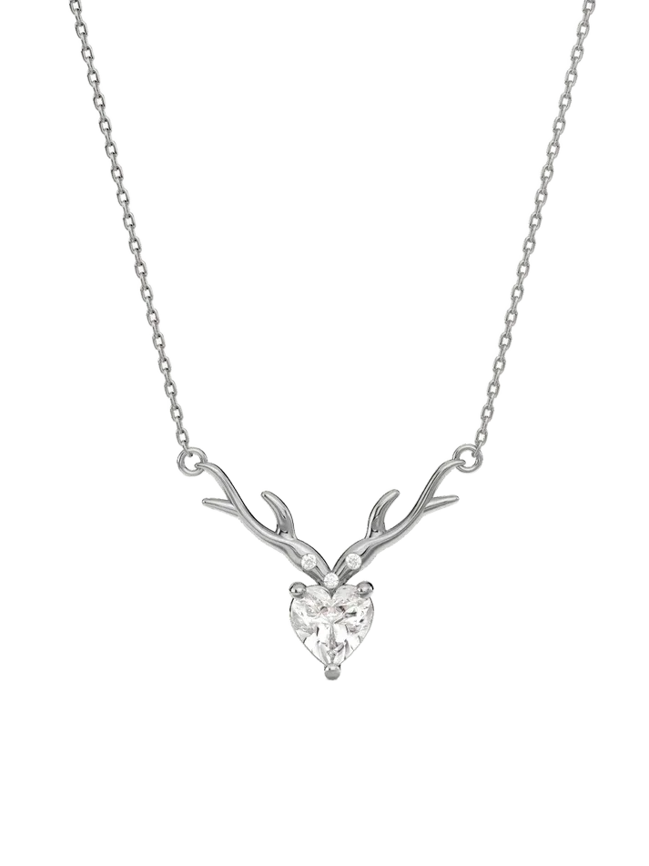 Silver Deer Heart Necklace