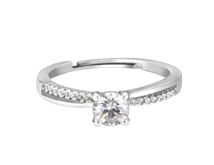 Silver Zircon Layered Ring