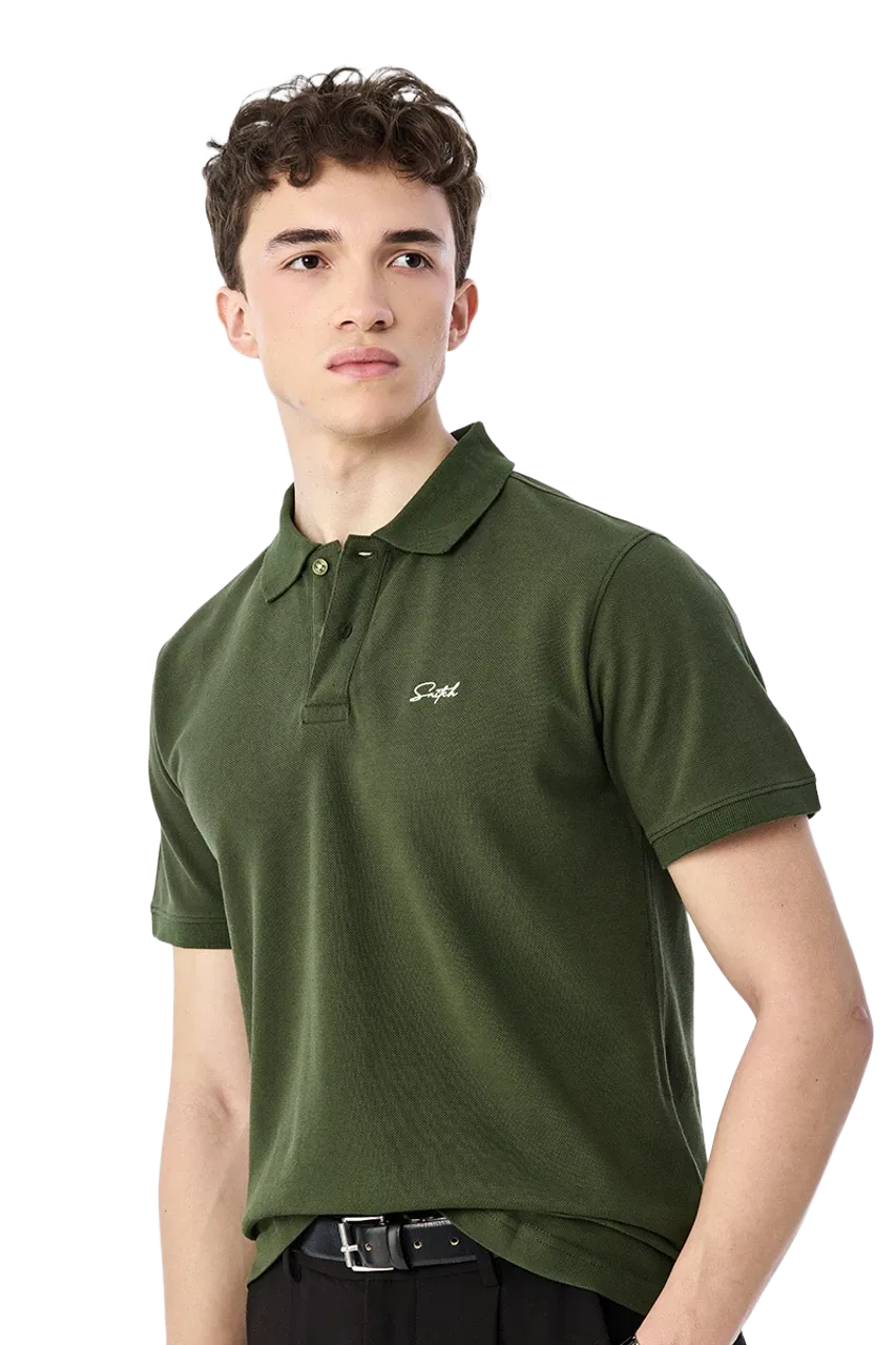 Snitch Men Solid Polo T-Shirt